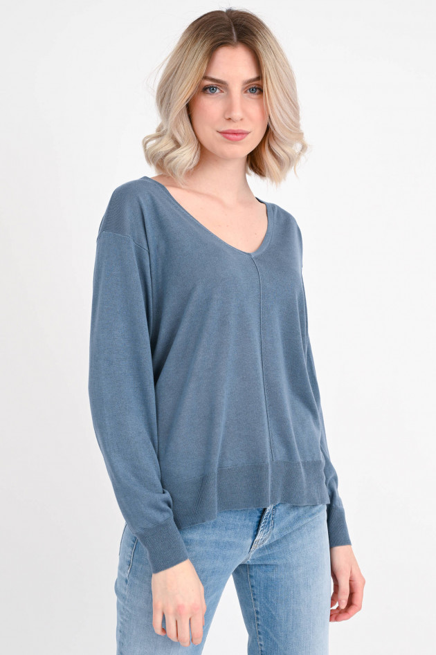 Repeat Seiden/Cashmere Pullover in Grau-Blau