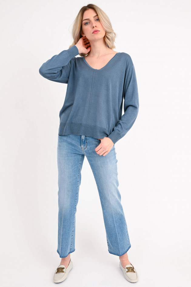 Repeat Seiden/Cashmere Pullover in Grau-Blau