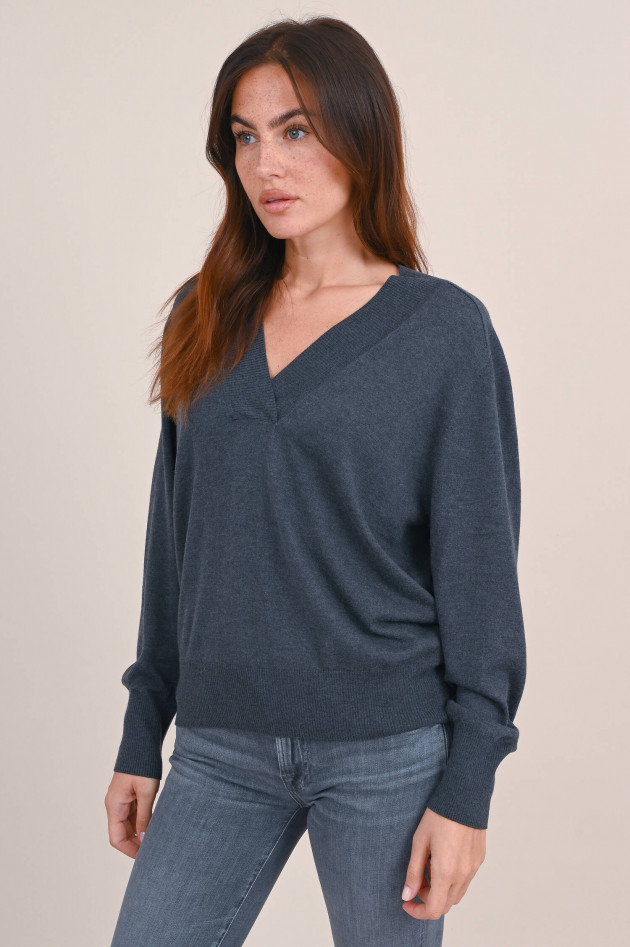 Repeat Feinstrick Pullover aus Wollmix in Dunkelgrau