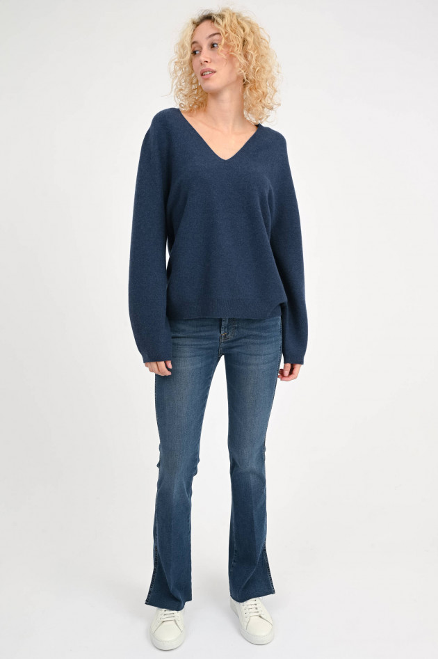 Repeat Cashmere-Pullover mit V-Ausschnitt in Navy