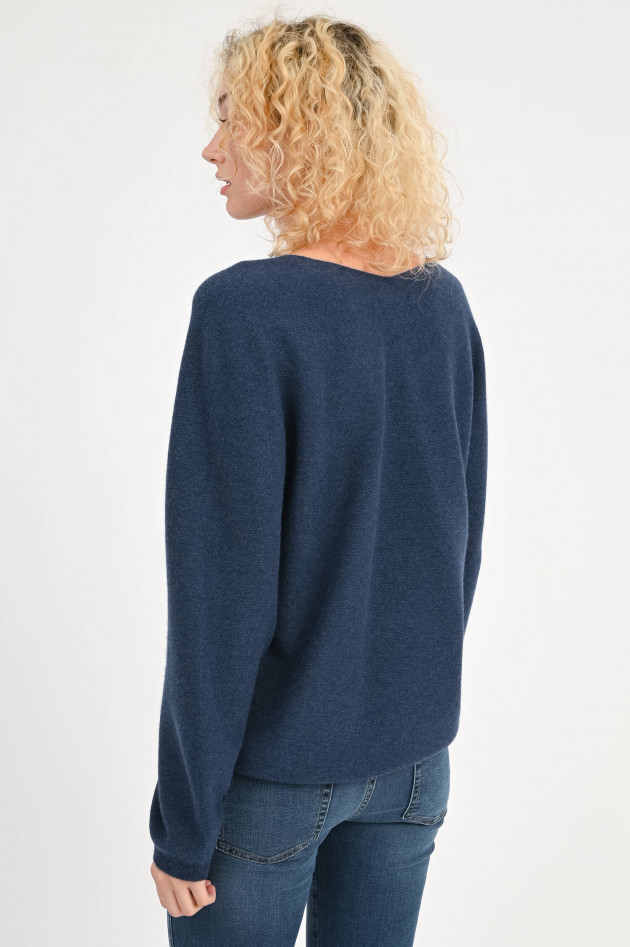 Repeat Cashmere-Pullover mit V-Ausschnitt in Navy