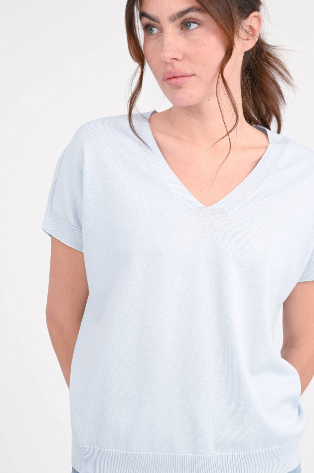 Repeat Kurzarm-Pullover in Hellblau