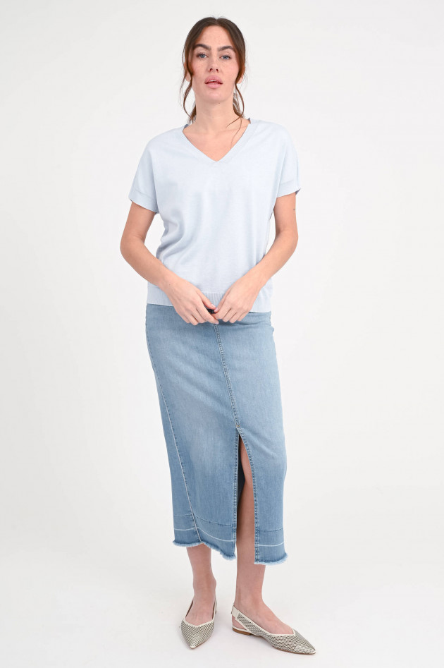 Repeat Kurzarm-Pullover in Hellblau