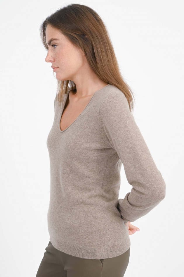 Repeat Strickpullover mit V-Neck in Sand