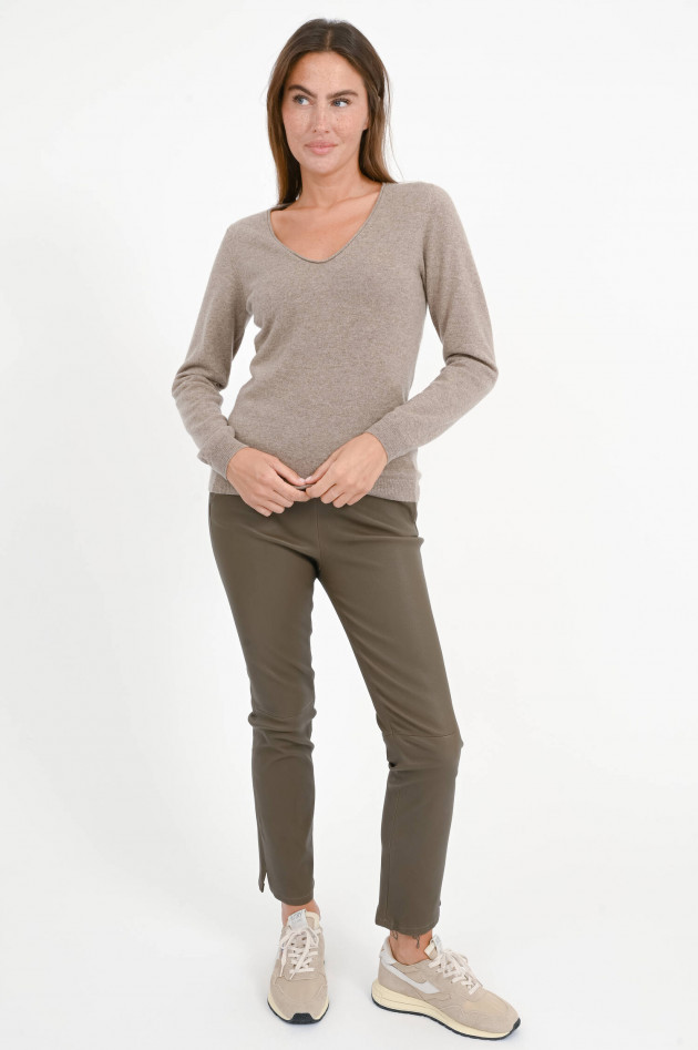 Repeat Strickpullover mit V-Neck in Sand