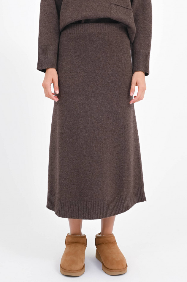 Repeat Midi-Rock aus Merinowolle in Brown