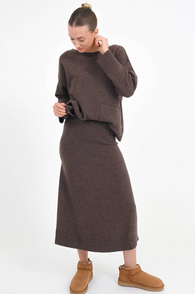 Repeat Midi-Rock aus Merinowolle in Brown