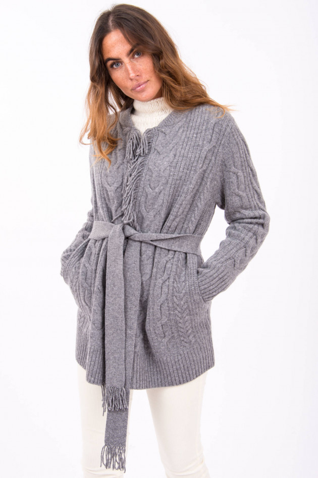 Repeat Cardigan mit Fransen in Grau