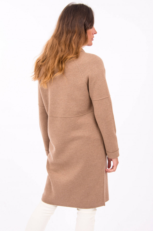 Repeat Lange Strickjacke mit Reverskragen in Camel