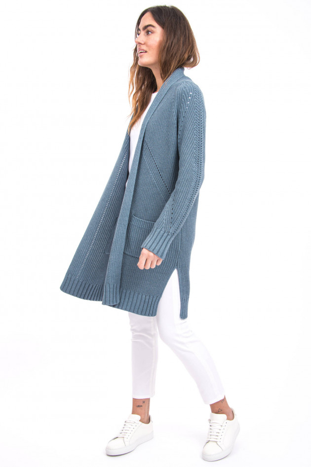 Repeat Cardigan mit hohen Seitenschlitzen in Blau