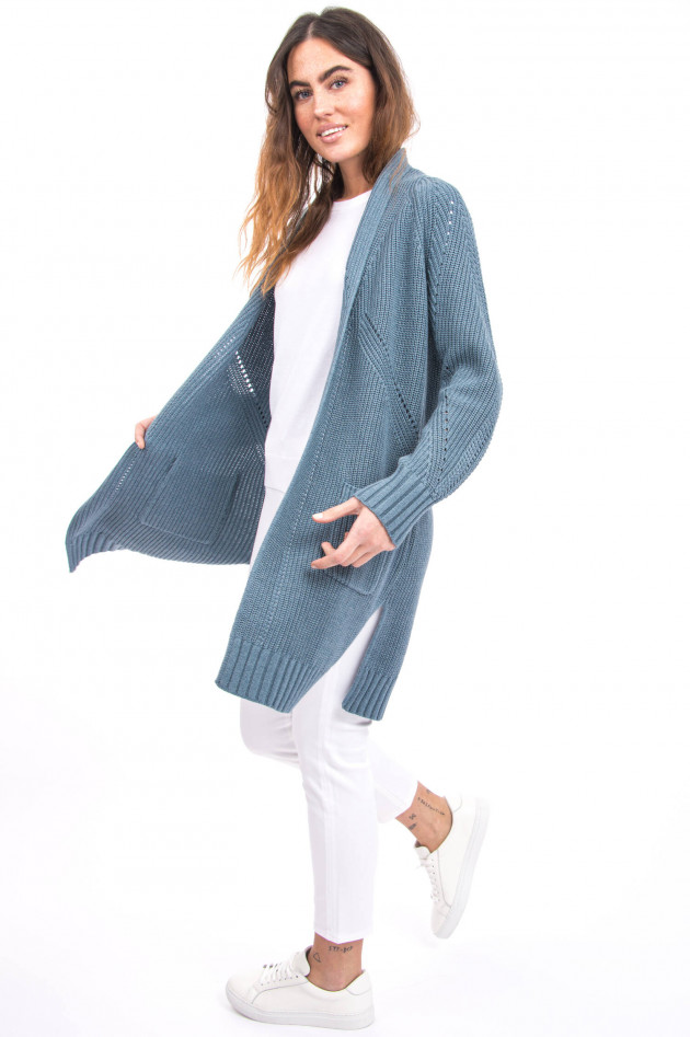 Repeat Cardigan mit hohen Seitenschlitzen in Blau