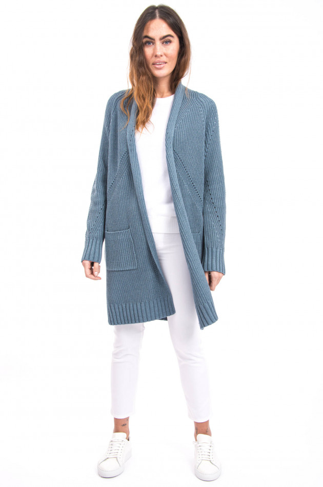 Repeat Cardigan mit hohen Seitenschlitzen in Blau