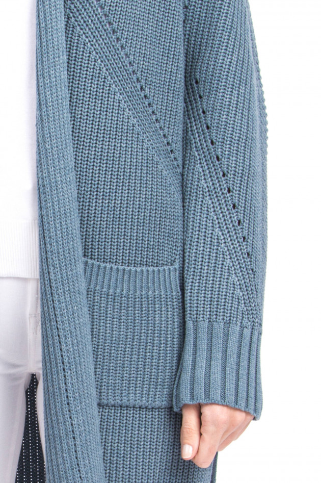 Repeat Cardigan mit hohen Seitenschlitzen in Blau