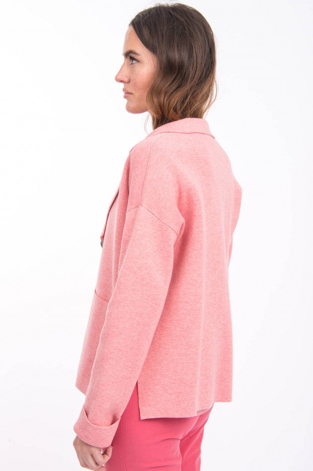 Repeat Strickblazer mit aberundetem Revers in Korallpink