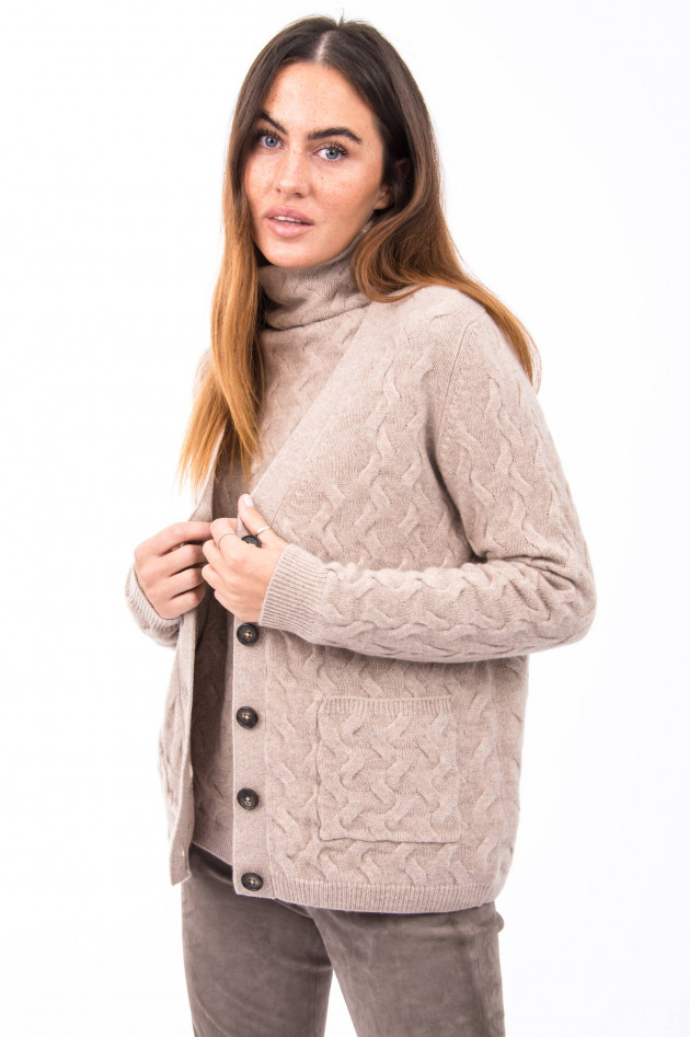 Repeat Kaschmir-Strickjacke in Beige