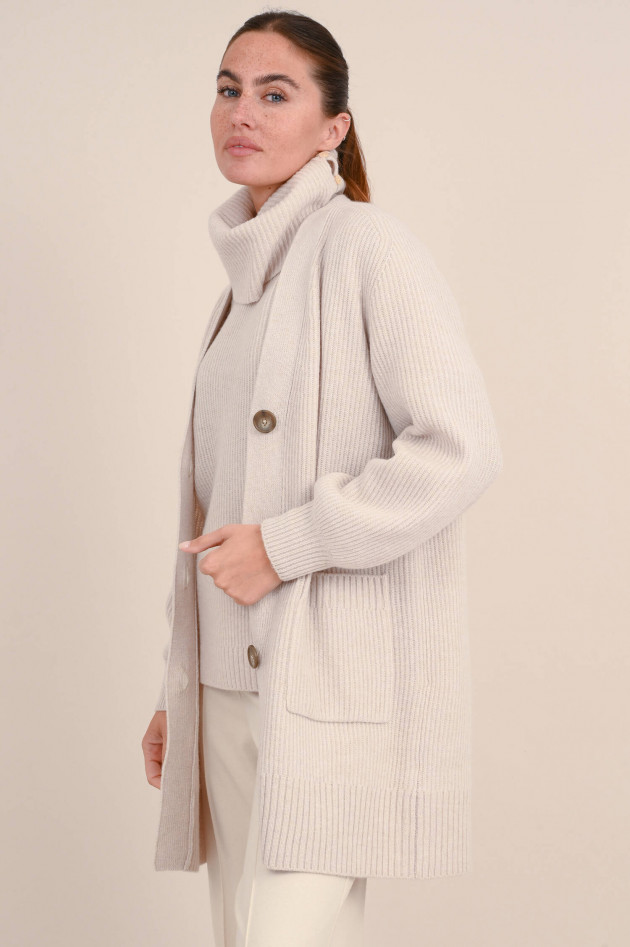 Repeat Lange Strickweste aus Babywolle in Beige