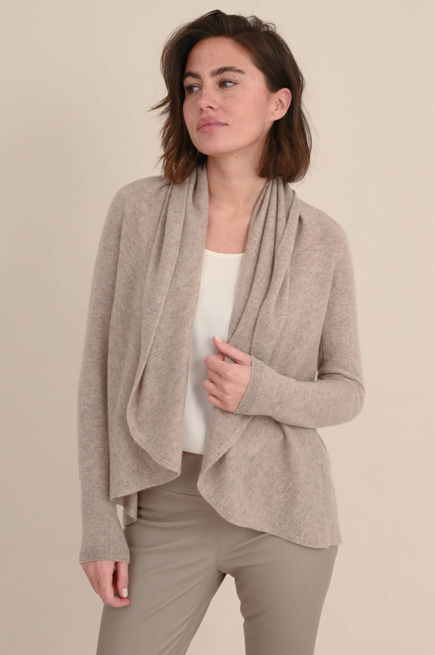 Repeat Cashmere Strickjacke in Beige meliert