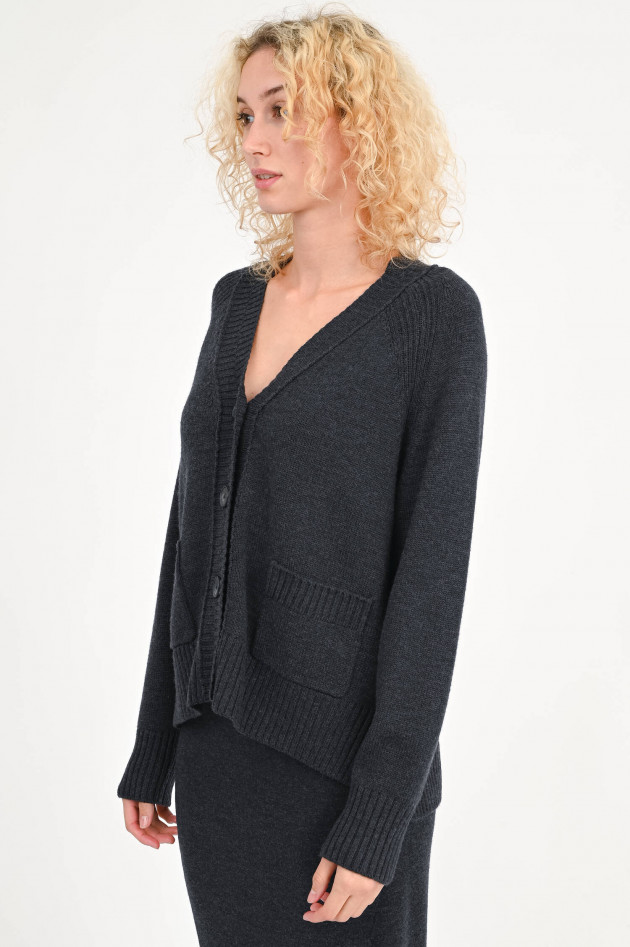 Repeat Oversize-Wollstrickjacke in Anthrazit