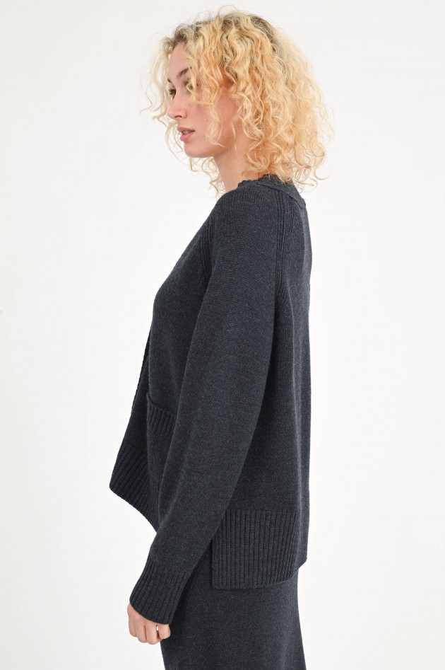 Repeat Oversize-Wollstrickjacke in Anthrazit