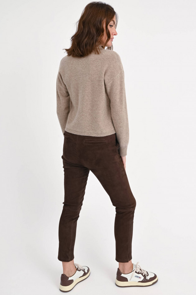 Repeat Cashmere-Strickweste mit Hemdkragen in Taupe