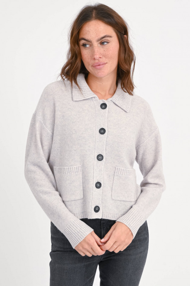 Repeat Cashmere-Strickweste mit Hemdkragen in Beige