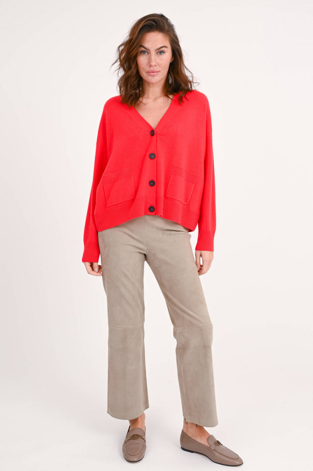 Repeat Cashmere Cardigan mit V-Ausschnitt in Chili