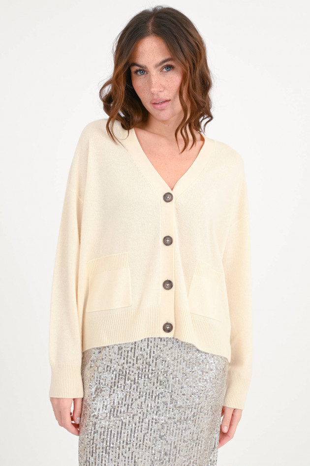 Repeat Cashmere-Cardigan in Vanille