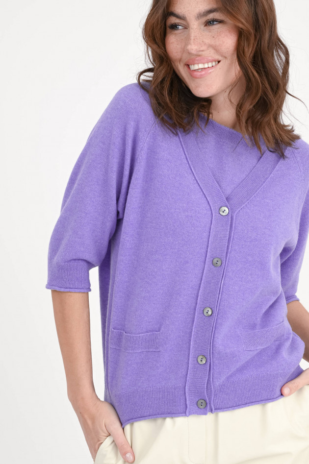Repeat Cashmere-Cardigan mit 3/4 Arm in Violett