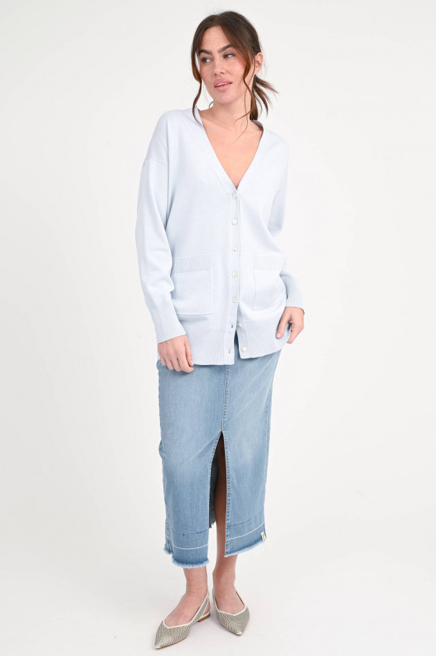 Repeat Baumwoll-Mix Cardigan in Hellblau