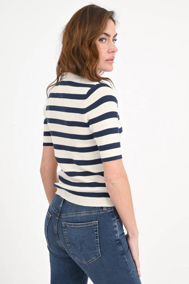Repeat Strick-Top mit Knopfleiste in Navy/Creme
