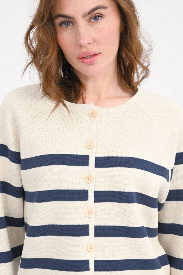 Repeat Gestreifte Strickweste in Beige/Navy
