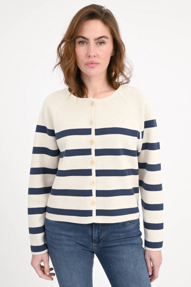 Repeat Gestreifte Strickweste in Beige/Navy