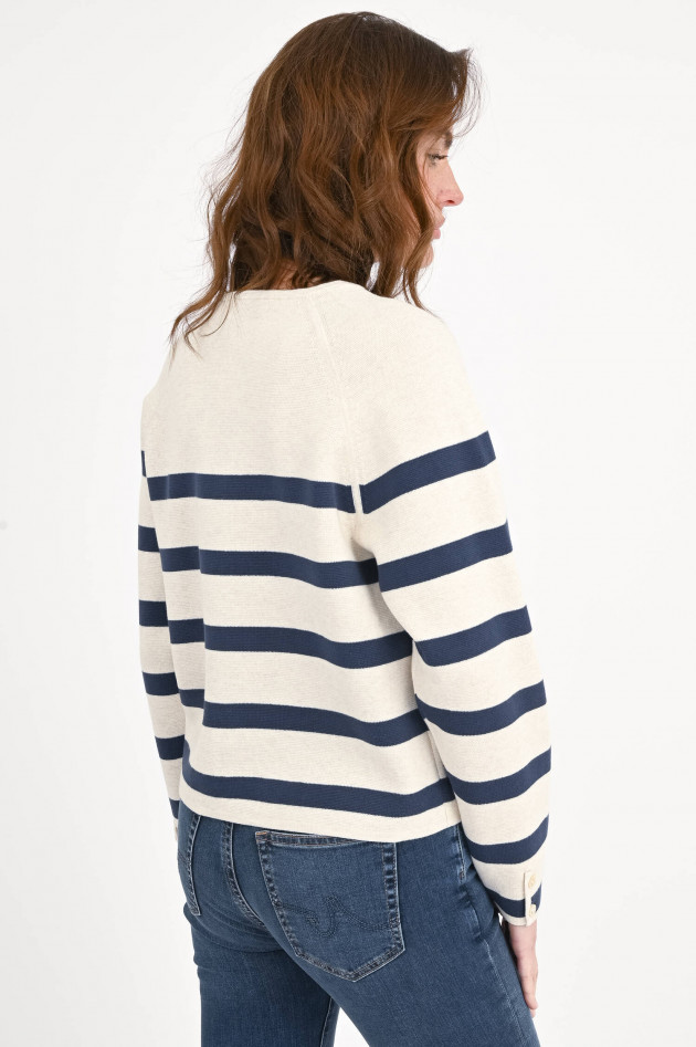 Repeat Gestreifte Strickweste in Beige/Navy