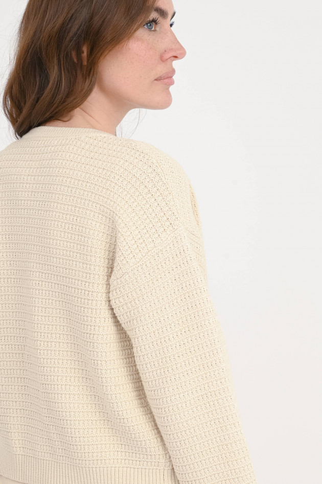 Repeat Strickweste mit gebrandeten Knöpfen in Creme