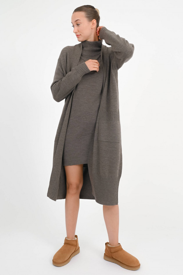 Repeat Maxi-Merino-Cardigan in Cacao