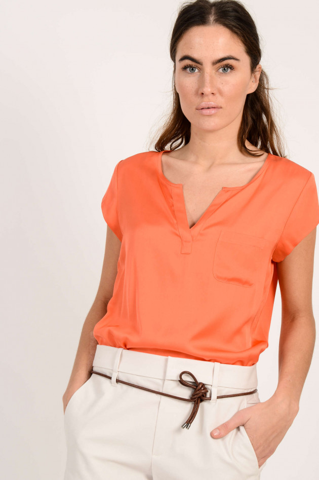 Repeat Seidenshirt mit Brusttasche in Orange