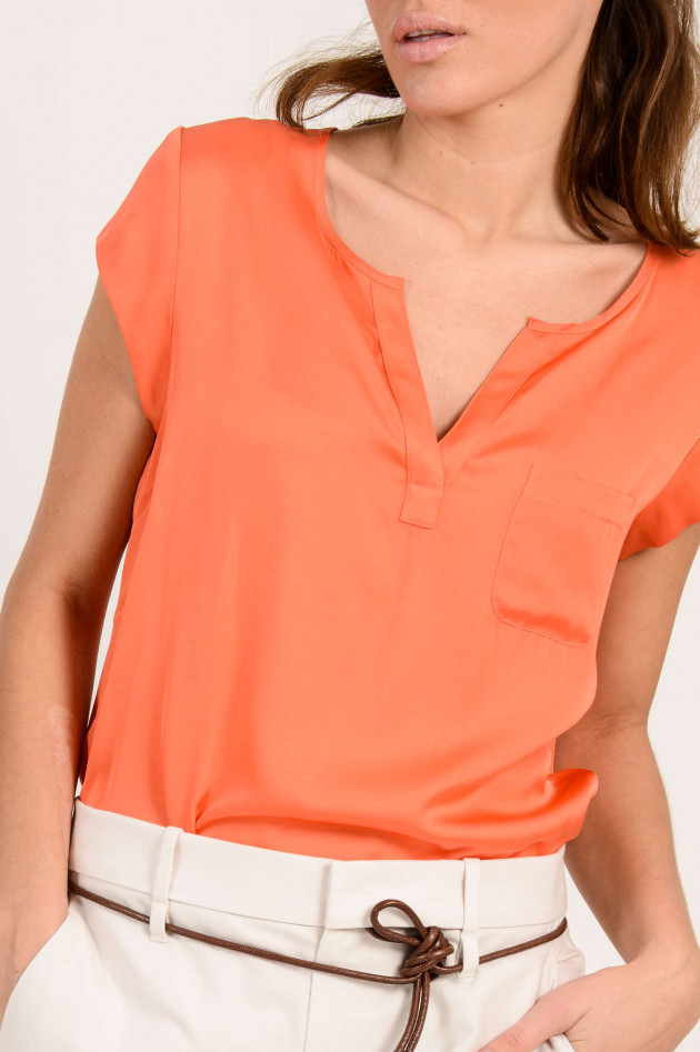 Repeat Seidenshirt mit Brusttasche in Orange