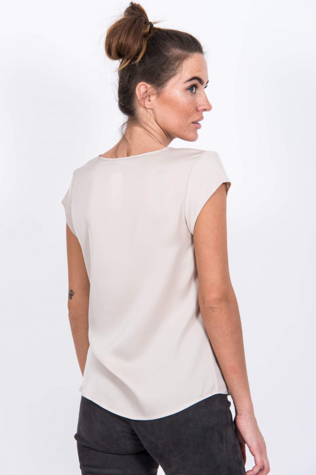 Repeat Seidenshirt mit V-Ausschnitt in Taupe