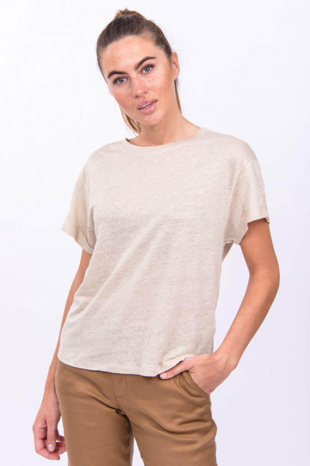 Repeat Kurzarm Leinenshirt in Hellbeige