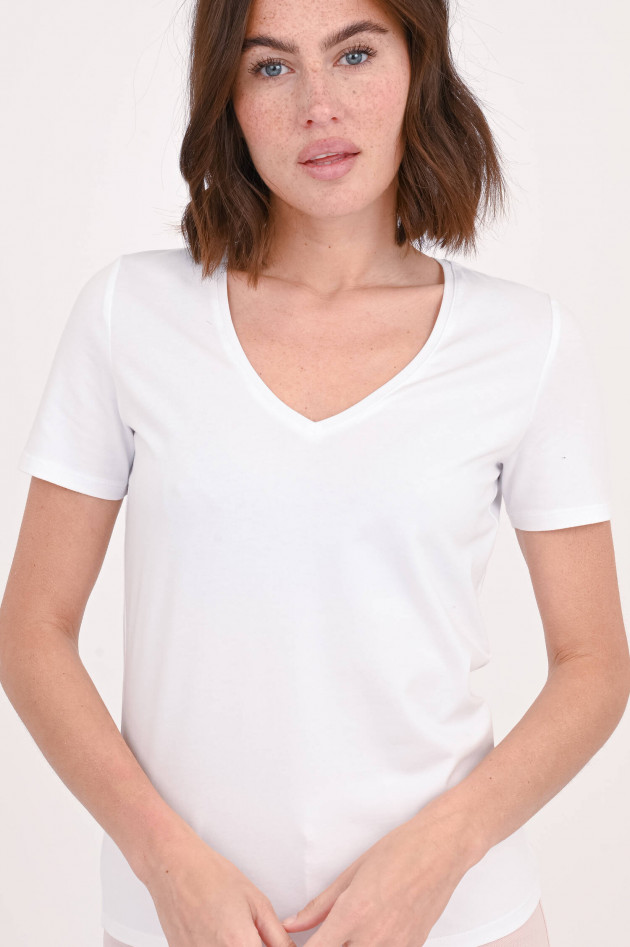 Repeat T-Shirt mit V-Neck in Weiß