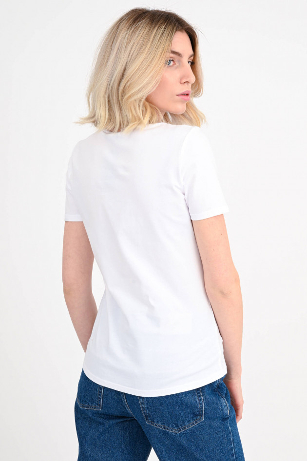 Repeat T-Shirt mit V-Neck in Weiß