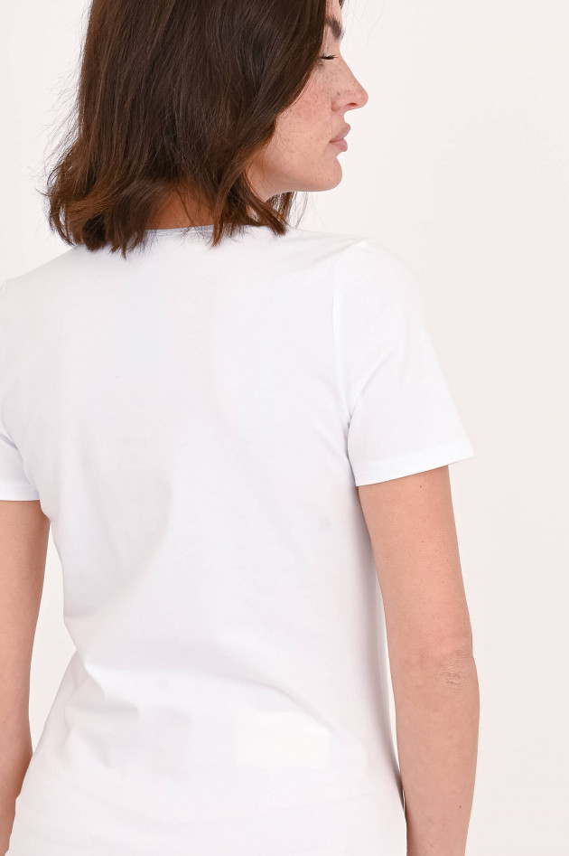 Repeat T-Shirt mit V-Neck in Weiß