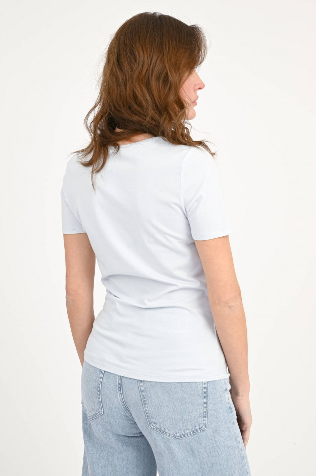 Repeat  Baumwoll-Shirt mit Rundhalsausschnitt in Hellblau