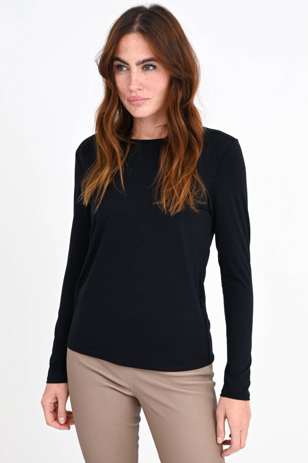 Repeat Longsleeve aus Viskose in Schwarz