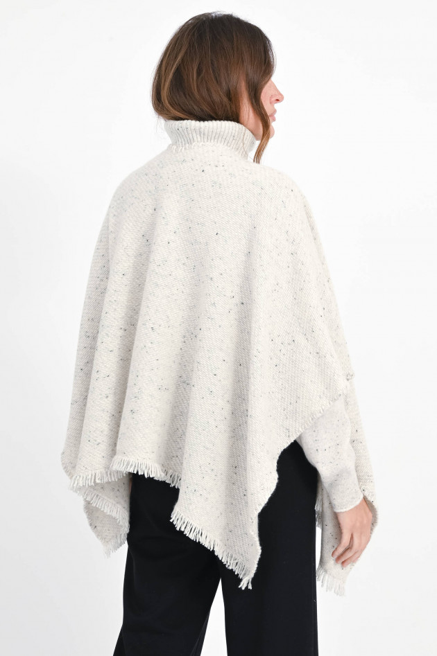 Repeat Cashmere Cape mit Fransen-Saum in Snow