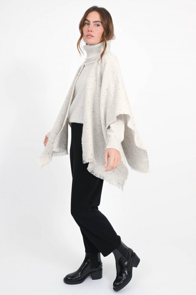 Repeat Cashmere Cape mit Fransen-Saum in Snow