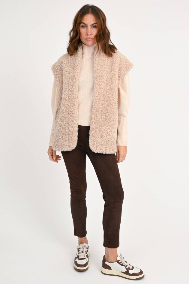 Repeat Wende-Weste aus Teddyfell in hellem Beige
