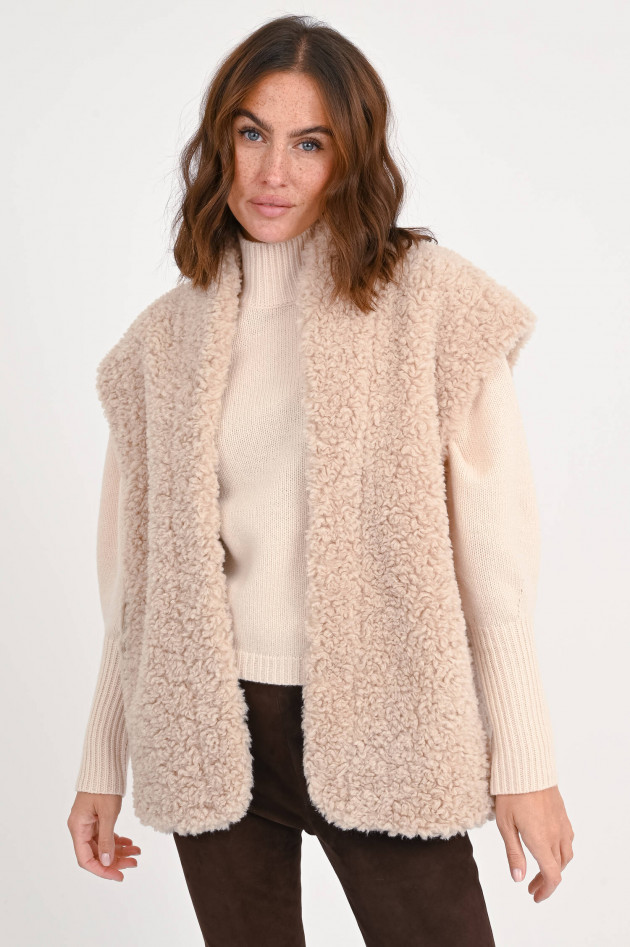 Repeat Wende-Weste aus Teddyfell in hellem Beige