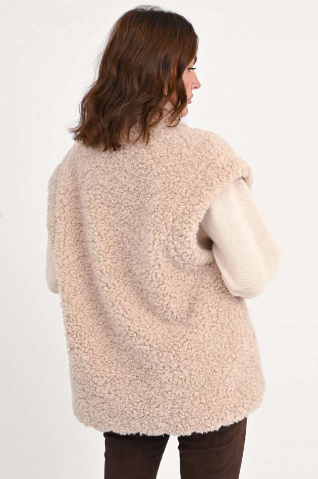 Repeat Wende-Weste aus Teddyfell in hellem Beige