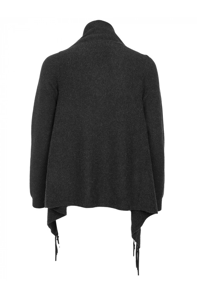 Repeat Poncho mit Fransen Schwarz